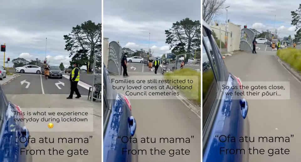 A devastating video shared to Instagram, shows a crying woman at the gates of a cemetery. Source: Instagram/tipenefunerals