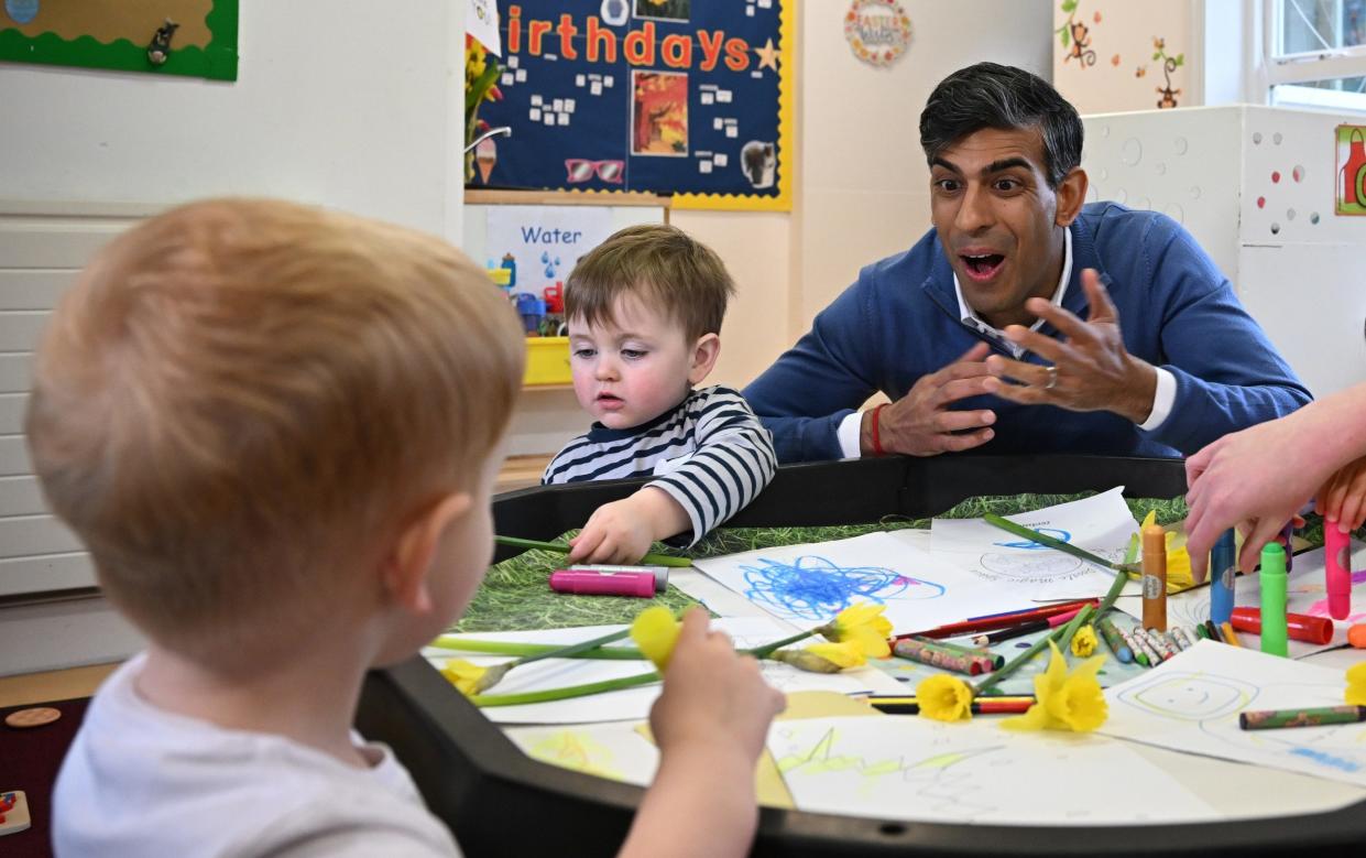 Rishi Sunak, the Prime Minister, during a visit to a school in Hartlepool, north-east England