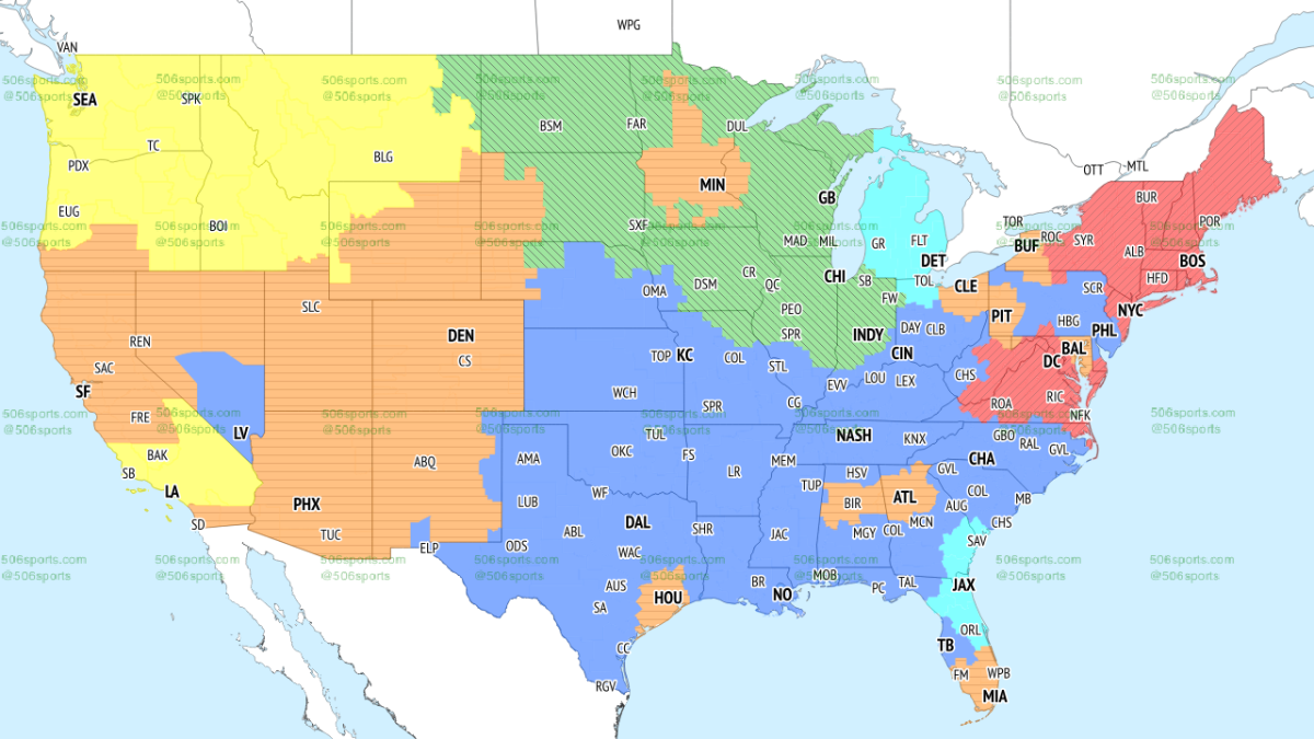 TV broadcast map for Bears vs. Packers in Week 13