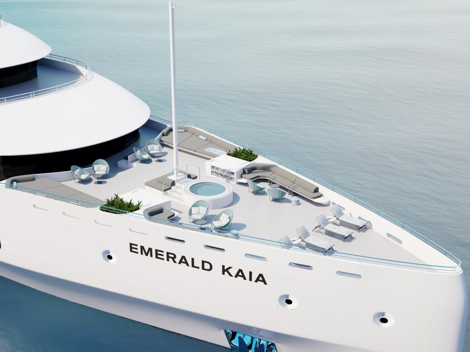 aerial rendering of Emerald Kaia yacht