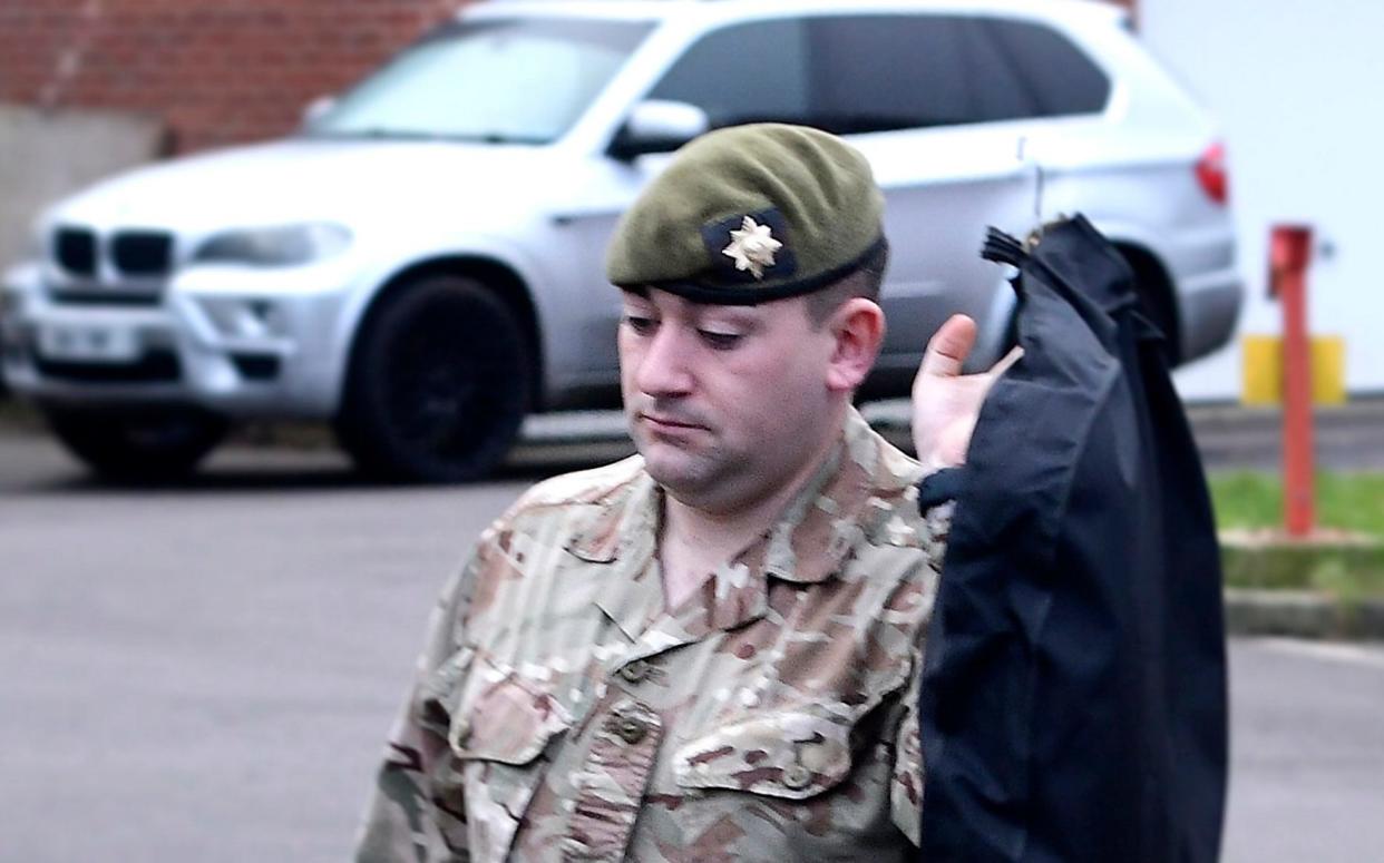 Lance Corporal Shane Ritchie outside Bulford Military Court Centre - Soldier assaulted woman in pub after Princess of Wales joined in St Patrick's Day celebration - Solent News