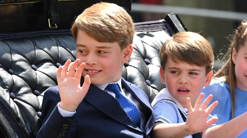 Prince George and Prince Louis in the carriage procession at Trooping the Colour