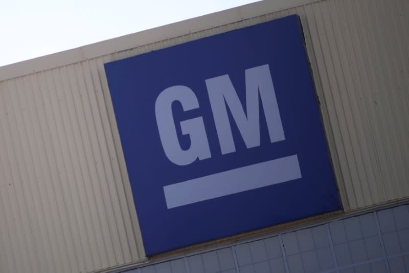 FILE PHOTO: Logo of General Motors is pictured at its plant in Silao