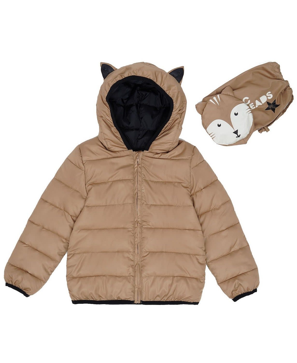 Epic Threads Little Boys Fox Hooded Full Zip Packable Jacket with Matching Bag