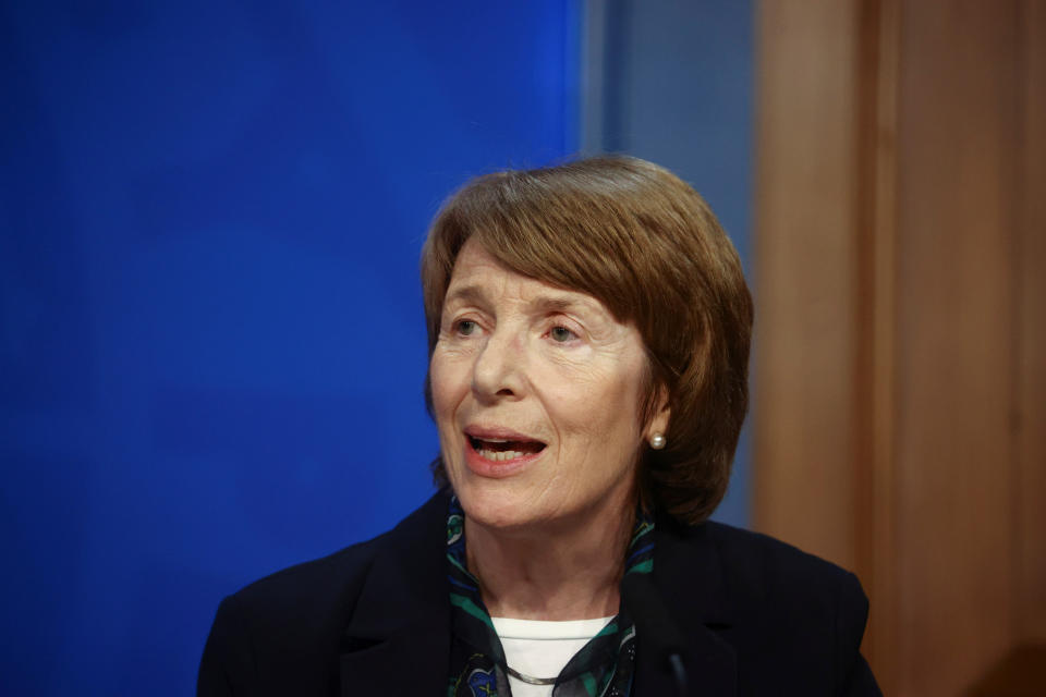 Dr June Raine, Chief Executive of the Medicines and Healthcare products Regulatory Agency (MHRA), during a media briefing in Downing Street, London, on coronavirus (Covid-19). Picture date: Monday September 13, 2021.