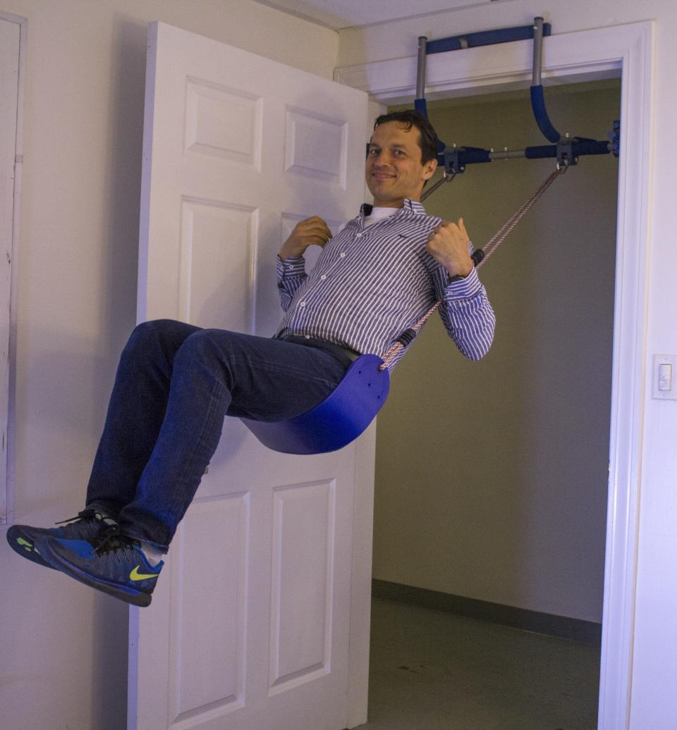 You probably don't have the nerve to ask Dad if he and mom like to swing. It's probably just better to give him this <a href="https://gorilla-gym.com/product/kids-pack/" target="_blank">easy-to-install toy </a>rather than get into awkward misunderstandings. 