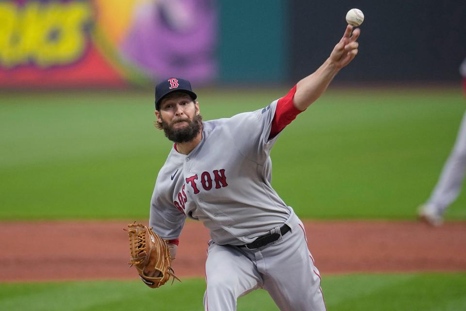 Boston Red Sox starter Matt Dermody pitches during the first inning of the team's baseball game against the Cleveland Guardians, Thursday, June 8, 2023, in Cleveland.