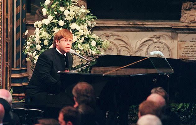 Elton composed a song and sang it at Diana's funeral in 1997. Photo: Getty Images