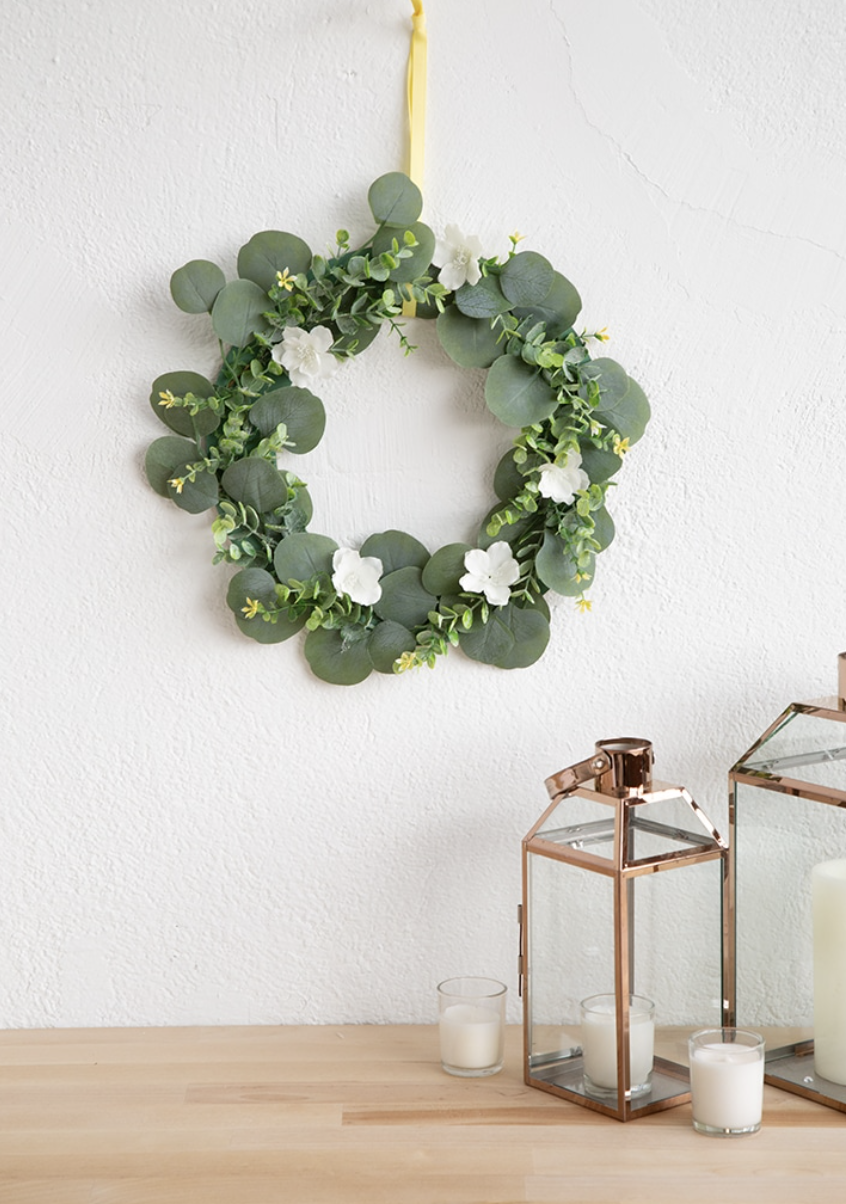 33) Faux Greenery Spring Wreath