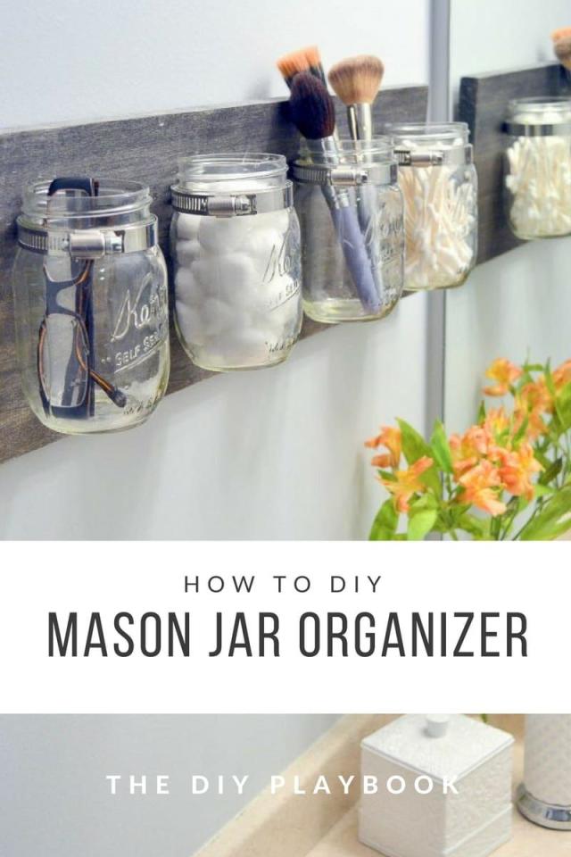 DIY Mason Jar Bathroom Storage - Liz Marie Blog