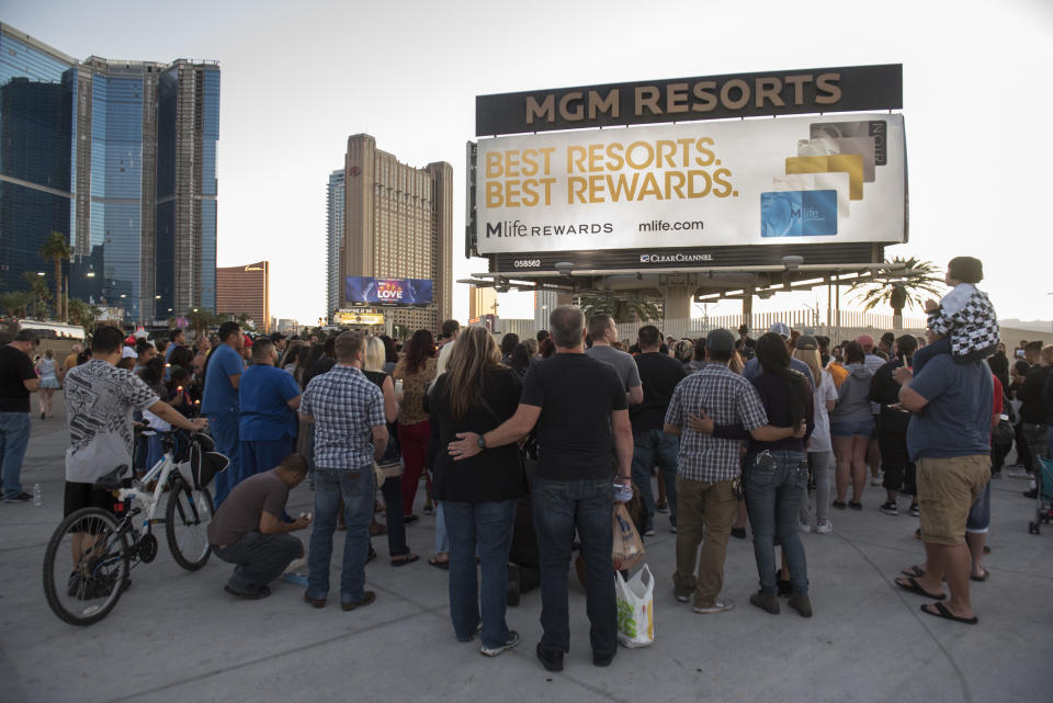 A crowd starts to gather for the vigil.&nbsp;