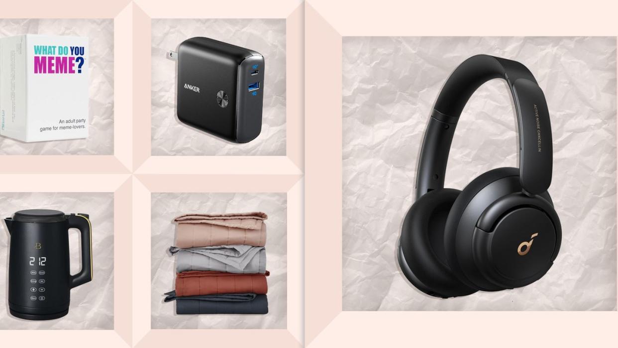 what do you meme game, anker charger, soundcore headphones, weighted blanket, electric kettle