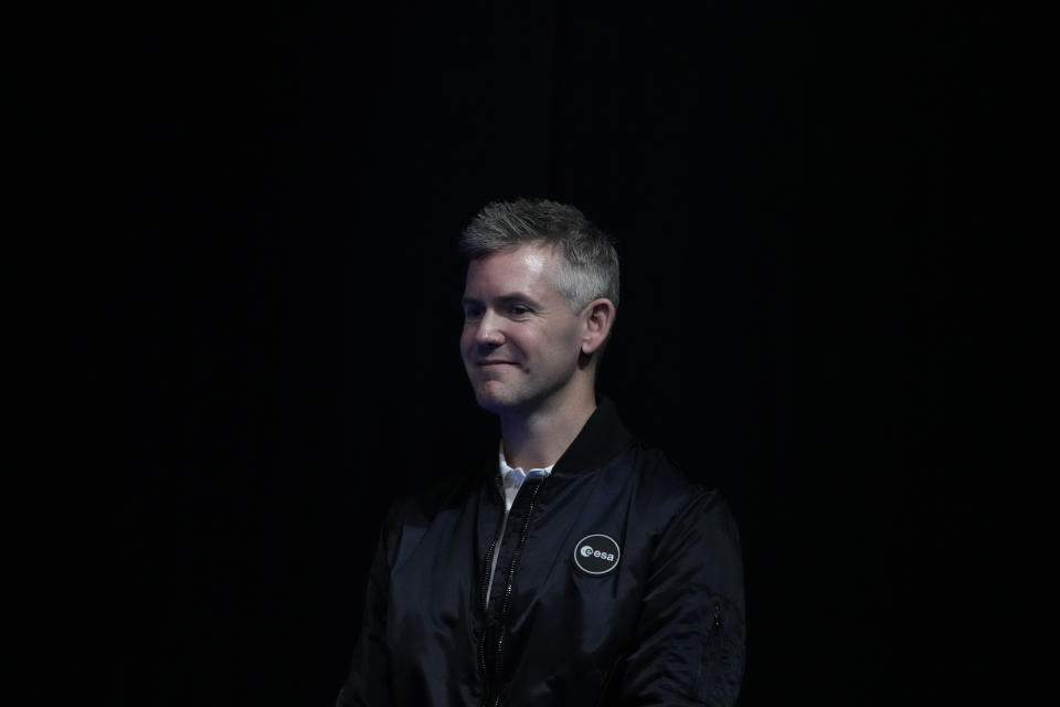 ESA's new parastronaut John McFall, a British former Paralympic sprinter who will take part in a potentially groundbreaking feasibility study to explore whether physical disability will impair space travel, poses during the ESA Council at Ministerial level (CM22) at the Grand Palais Ephemere, in Paris, Wednesday, Nov. 23, 2022. The European Space Agency has selected a disabled former athlete to be among its its newest astronaut recruits as part of its first recruitment drive in over a decade that aimed to bring diversity to space travel. (AP Photo/Francois Mori)