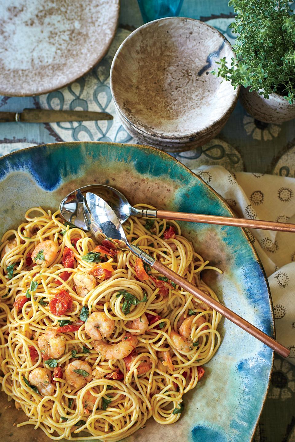 Spaghetti with Shrimp and Roasted Cherry Tomatoes