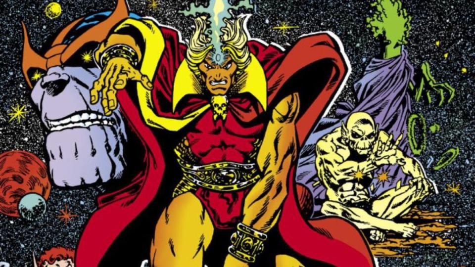 Thanos and Adam Warlock, eternal enemies and sometimes allies.