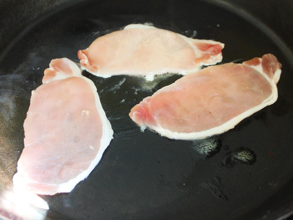irish bacon in a skillet