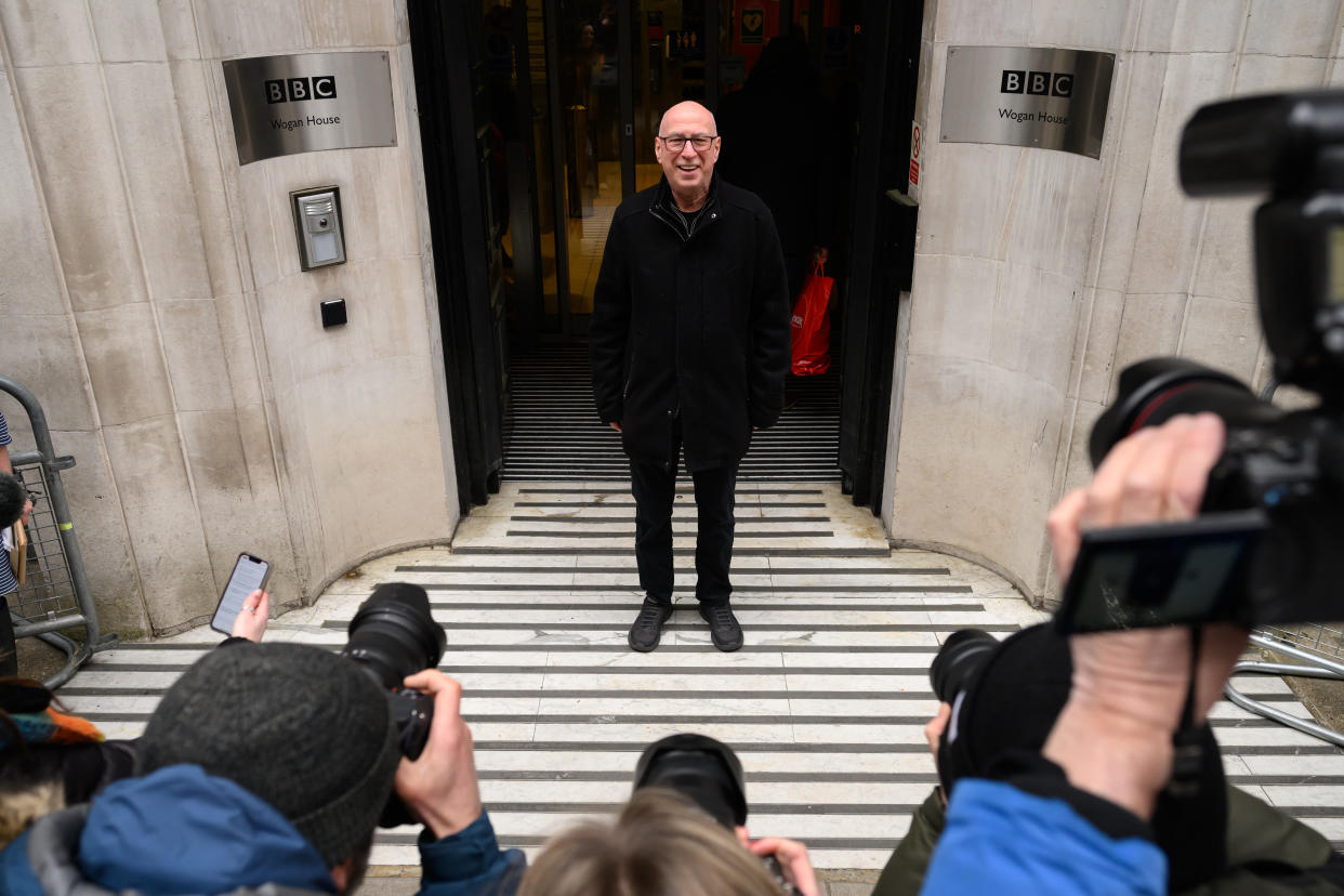 Ken Bruce being snapped by photographers after presenting his final BBC Radio 2 mid-morning show, on 3 March, 2023 in London, England. (Getty Images)