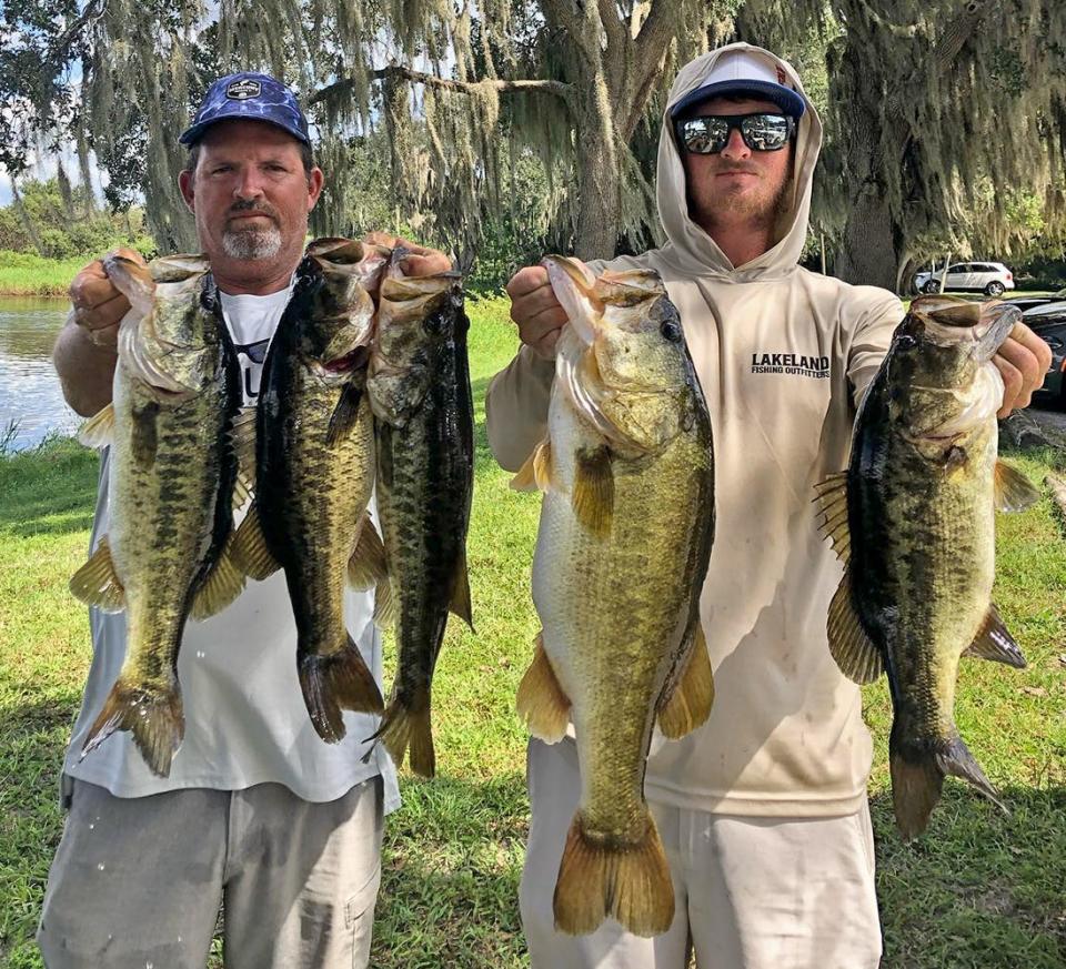 Jason Brewer, left, and his son Kyle Brewer had 19.52 pounds to win the Lake Wales Po Boys Bass Club tournament Sept. 25 at Lake Toho. 