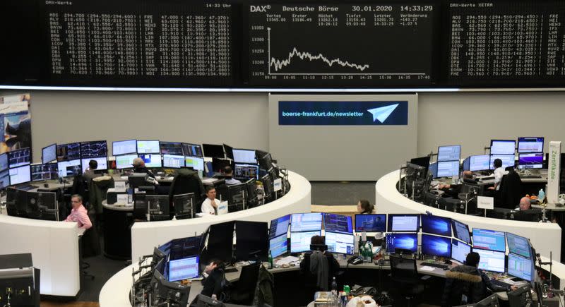 FILE PHOTO: The German share price index DAX graph is pictured at the stock exchange in Frankfurt