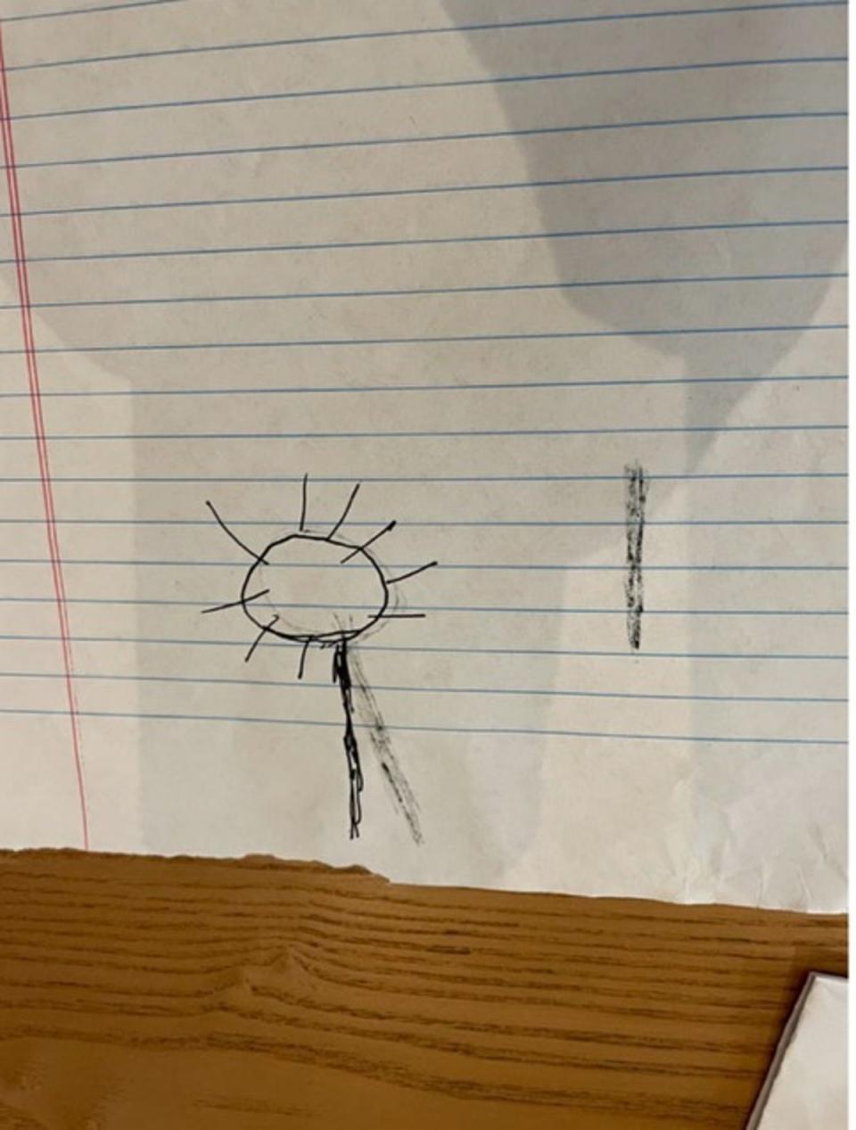 A second witness drawing depicts the type of weapon Nshimiye allegedly used to kill, with victims including a 14-year-old boy the Ohio engineer had also helped murder (Department of Homeland Security)