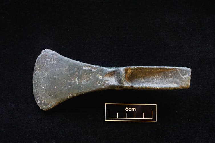 <span class="caption">Palstave axe found near the Great Orme. It is a type associated with Great Orme metal.</span> <span class="attribution"><span class="source">© Great Orme Mines</span>, <span class="license">Author provided</span></span>