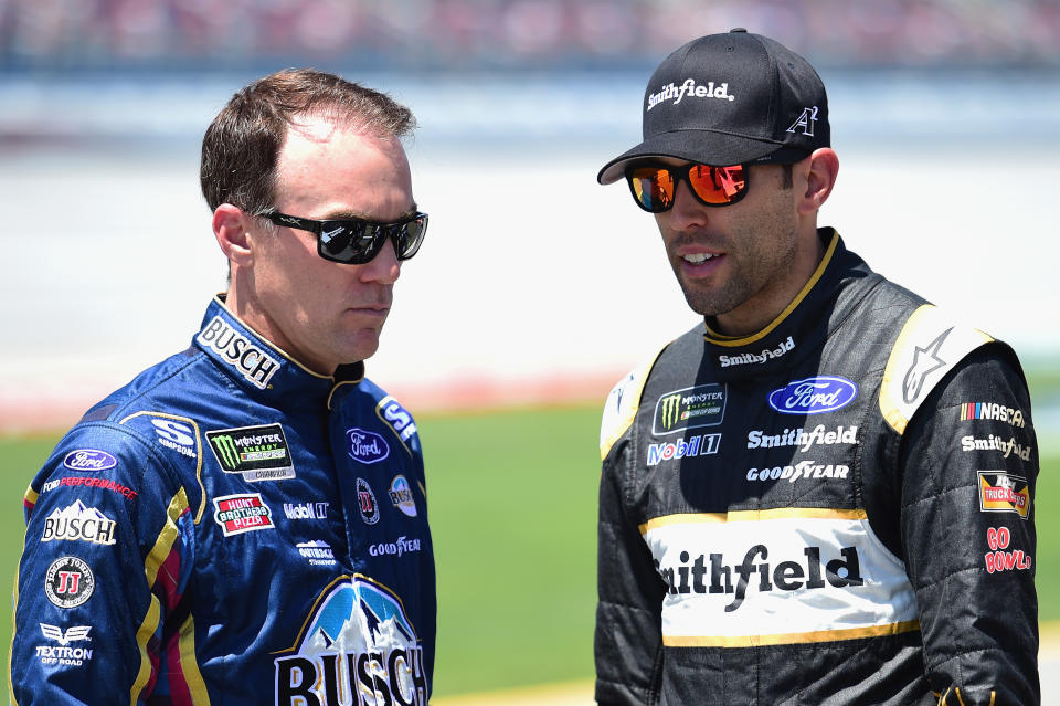 Kevin Harvick and Aric Almirola gave their thoughts Friday on the reports NASCAR could be for sale. (Getty)
