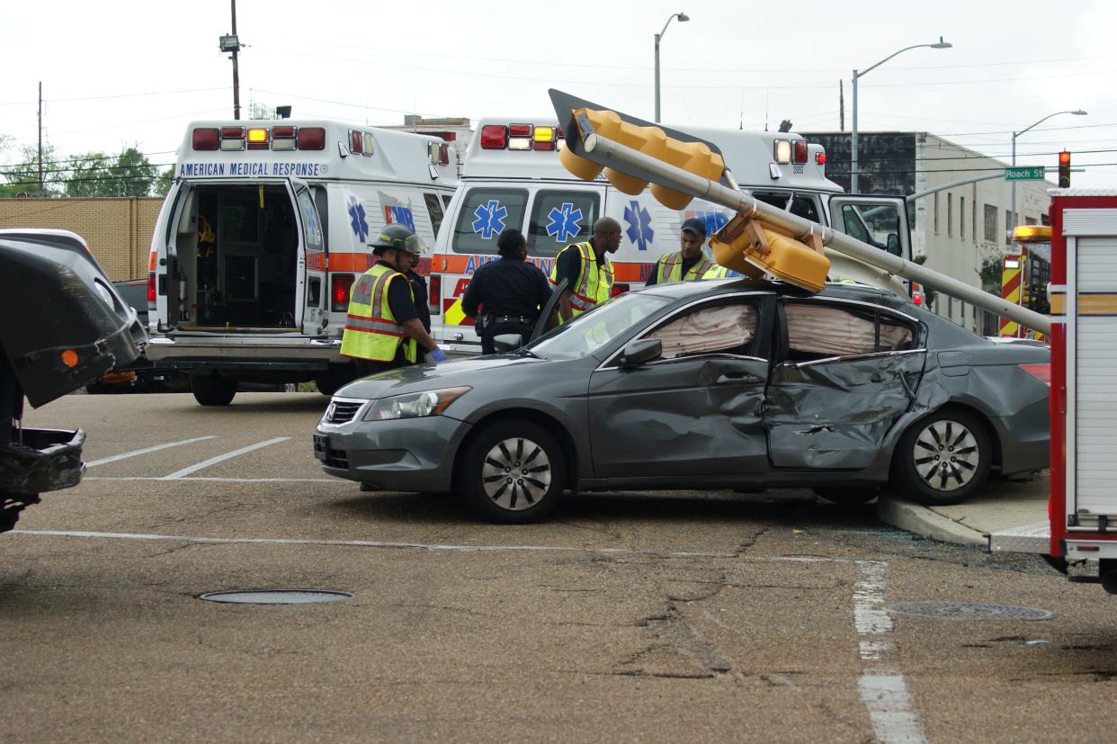 The aftermath of a vehicle crash in Jackson, Mississippi, is shown in this file photo.