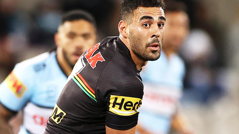 Tyrone May generated some controversy after Penrith's premiership win with an Instagram post referencing his criminal conviction from 2020. (Photo by Mark Kolbe/Getty Images)