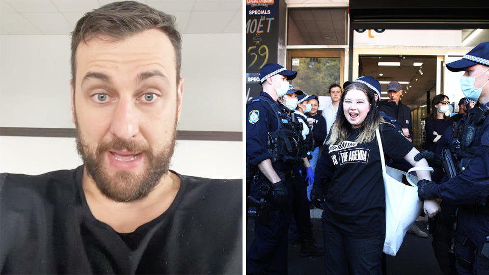 Former NBA star Andrew Bogut uploaded an 11-minute long rant to Instagram over the weekend, decrying celebrities and athletes for not speaking up as NSW and Victoria went into lockdown. Pictures: Instagram/Getty Images