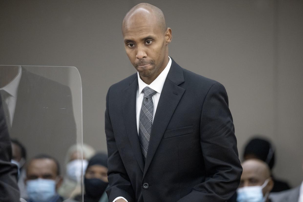 Mohamed Noor stands up in a Minnesota courtroom in October 2021.