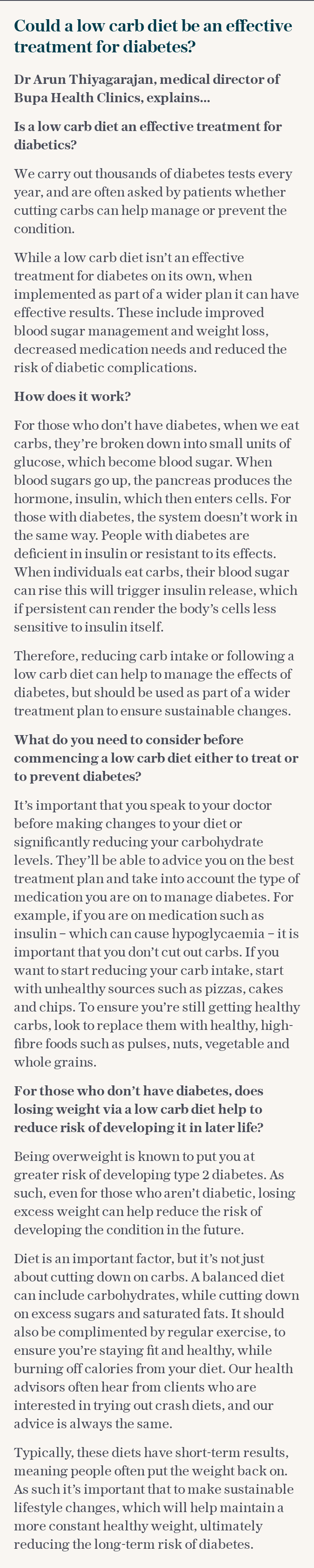 Could a low carb diet be an effective treatment for diabetes?