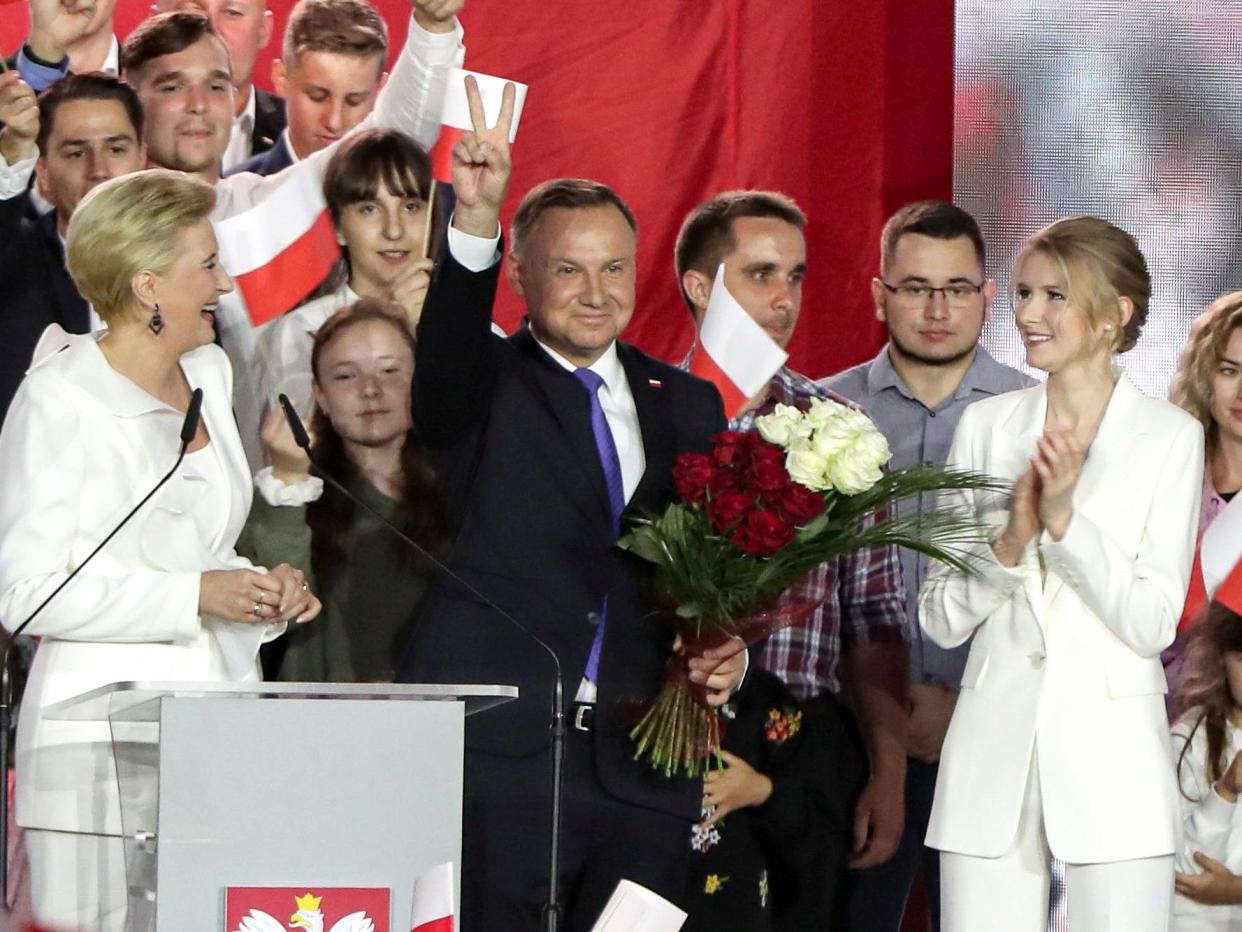 Exit polls gave Andrzej Duda a narrow lead in the presidential election: AP