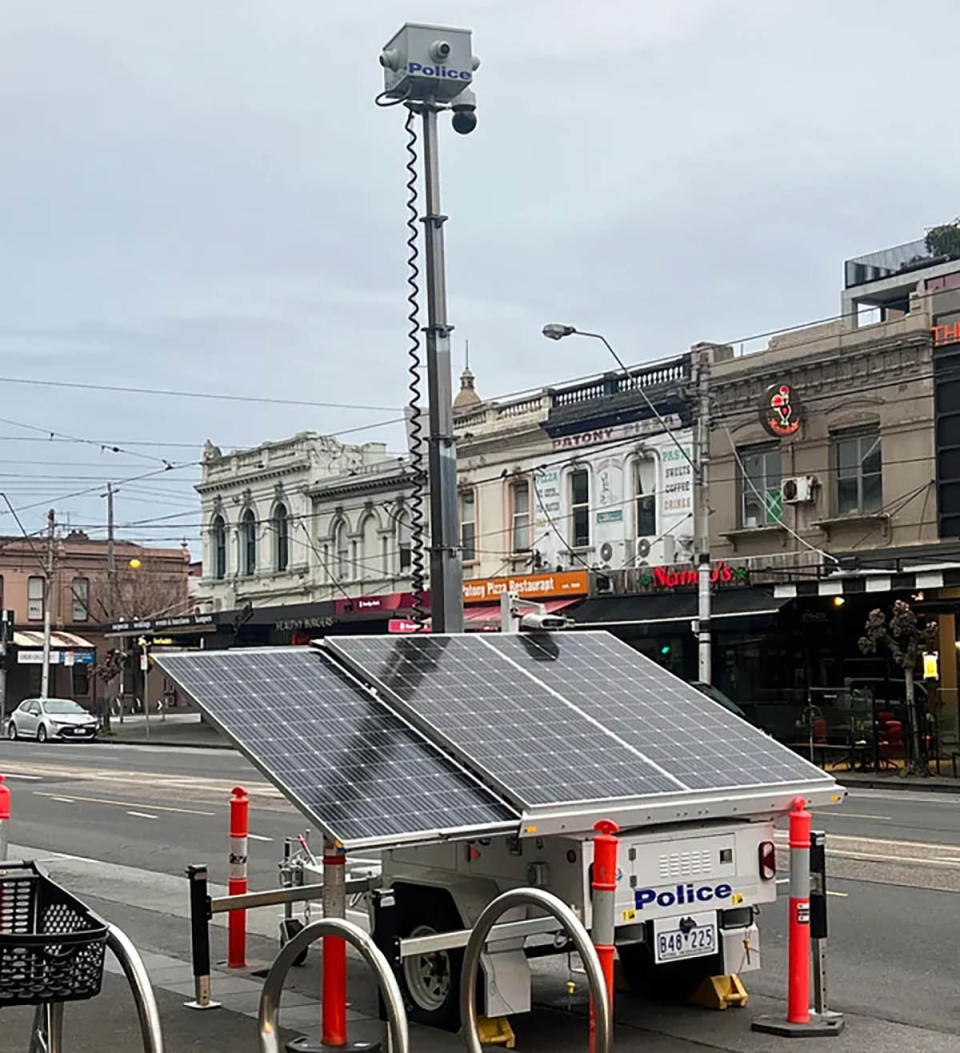 Victoria Police CCTV trailer on Clarendon Street South Melbourne. 