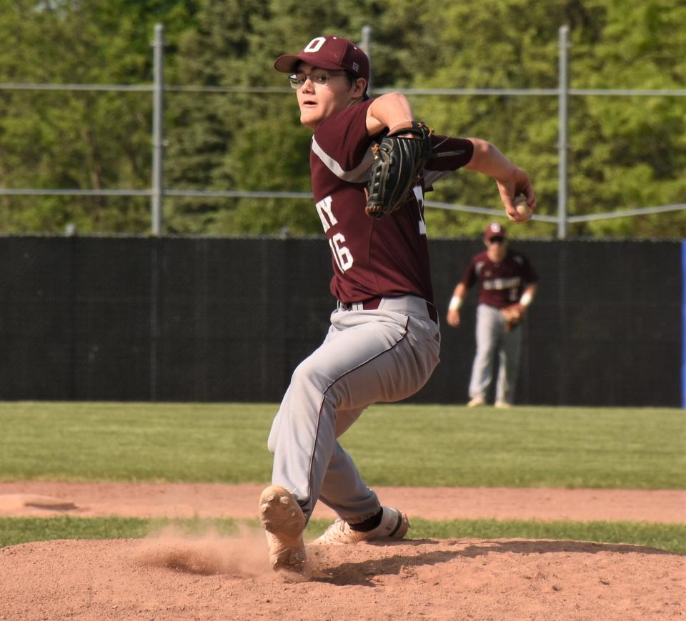 Chase Koenig pitched a complete game for Oriskany Saturday during the Redskins' Section III Class D semifinal victory over West Canada Valley.