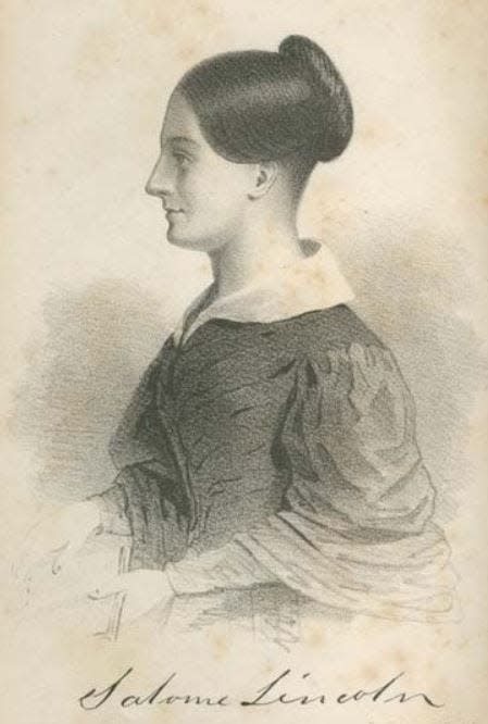 Salome Lincoln Mowry, pictured on the frontispiece of "The Female Preacher, or, Memoir of Salome Lincoln, Afterwards the Wife of Elder Junia S. Mowry," by Almond H. Davis, a memoir of Mowry's life.