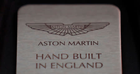 A company logo is seen on the new Aston Martin Vantage car at a media event in Gaydon, Britain November 20, 2017. REUTERS/Phil Noble