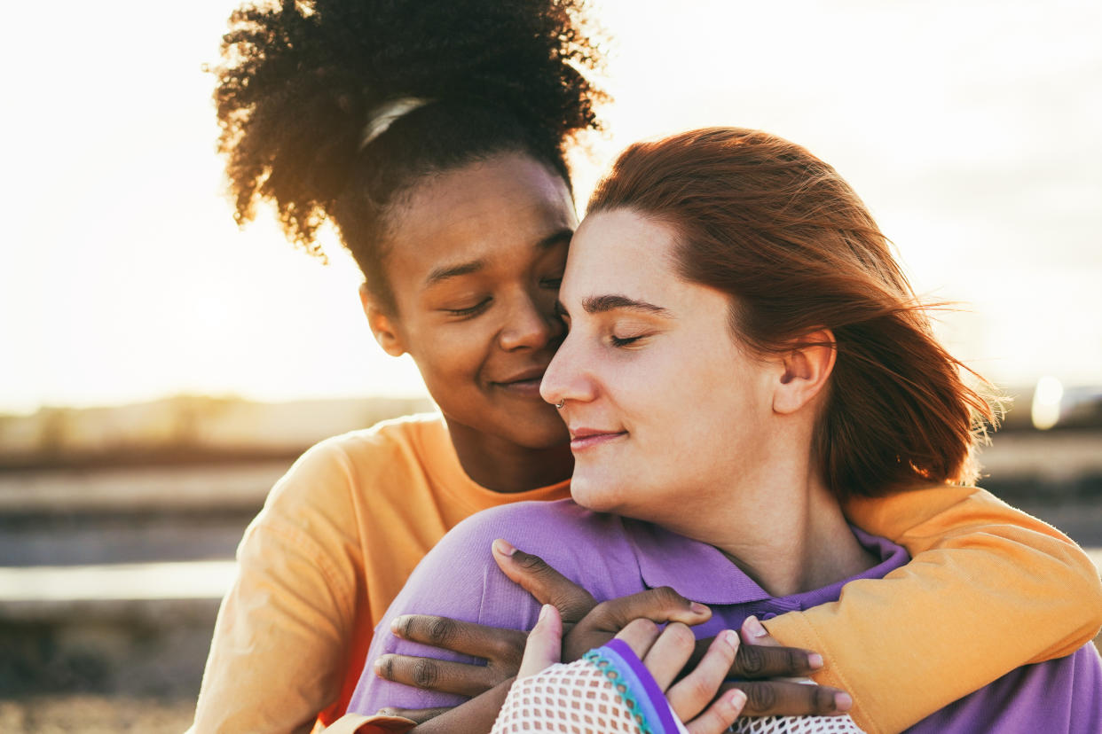 Number of lesbian, gay or bisexual people has doubled: Couple hugging (Getty Images)