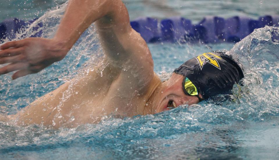 Victor's Alex Crossing won the 500 freestyle with a time of 4:34.30.