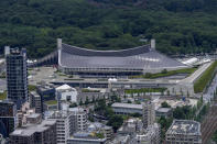 Yoyogi National Stadium, where handball will be held for Tokyo 2020 Olympics, is seen Saturday, July 10, 2021, in Tokyo. The Yoyogi National Stadium was the architectural jewel of the 1964 Tokyo Olympics. It's being used again for the current Tokyo Olympics and remains one of the most important buildings of the 20th century. (AP Photo/Kiichiro Sato)