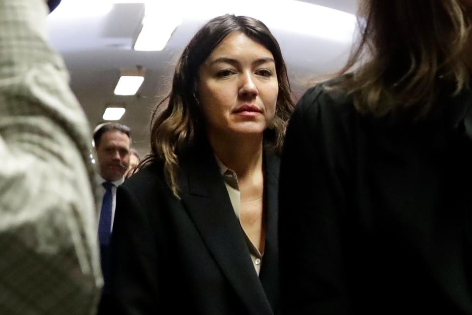 Miriam "Mimi" Haleyi, one of Harvey Weinstein's victims, arrives for his sentencing in Manhattan on March 11, 2020.