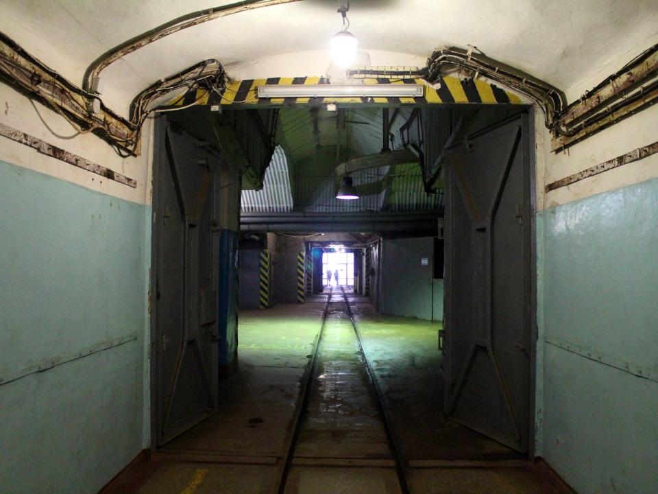 hallway with caution tape inside dark inside balaklava naval base