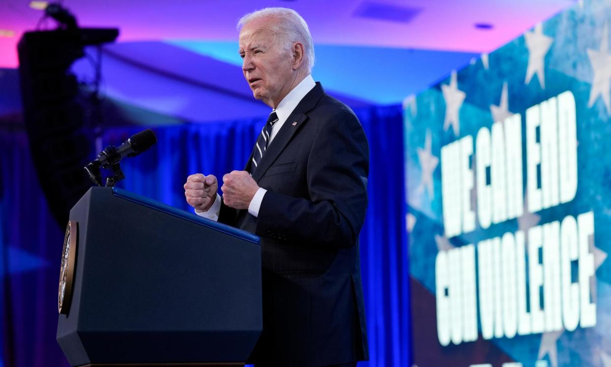 <span>Joe Biden speaks in Washington DC on 11 June.</span><span>Photograph: Evan Vucci/AP</span>