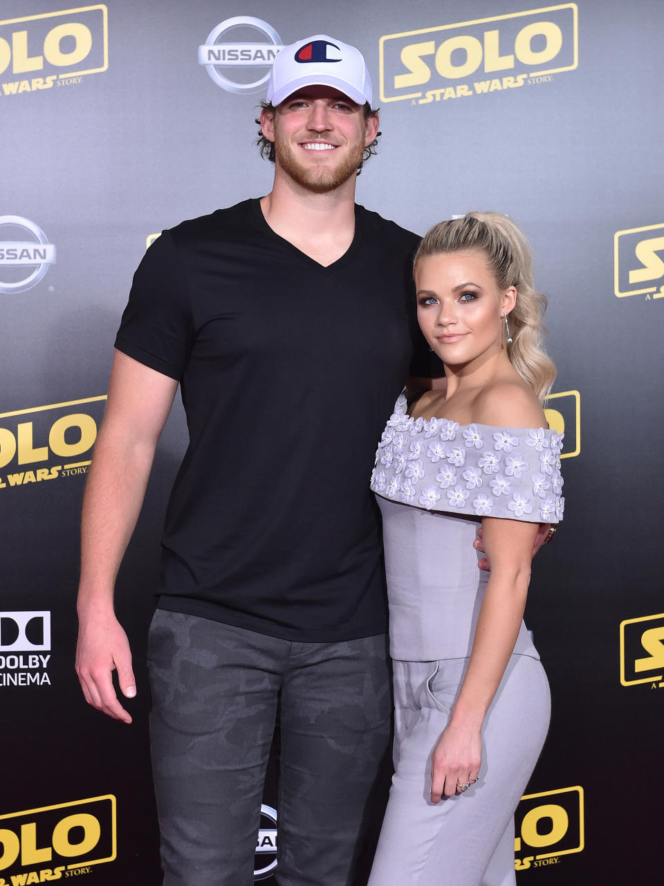 Carson McAllister and Witney Carson attend the "Solo: A Star Wars Story" premiere on May 10, 2018