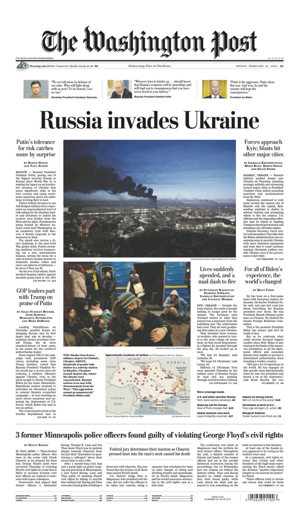 Newspaper Coverage of Russian Forces Invading Ukraine