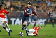 Soccer Football - Coupe de la Ligue Final - Paris St Germain vs AS Monaco - Matmut Atlantique Stadium, Bordeaux, France - March 31, 2018 Paris Saint-Germain's Adrien Rabiot in action with Monaco's Joao Moutinho REUTERS/Regis Duvignau