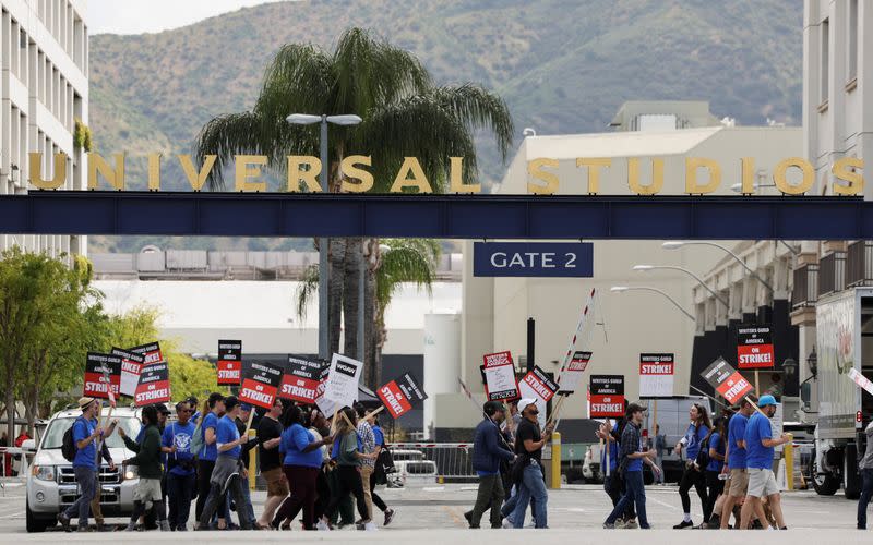 Members of the Writers Guild of America protest in California