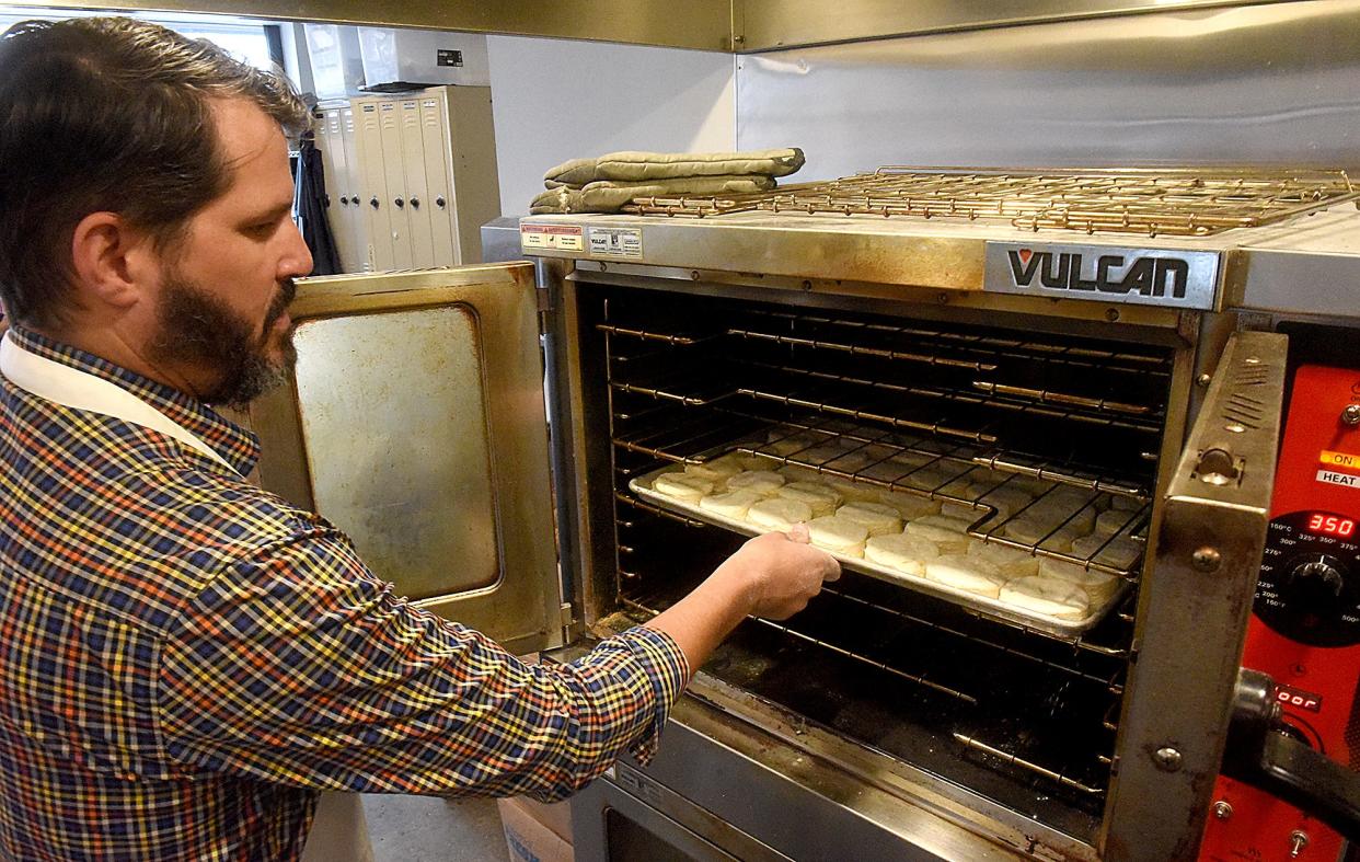 Ozark Mountain Biscuit & Bar owner Bryan Maness’ buttermilk biscuits are made from scratch.