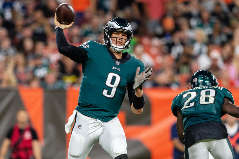 Nick Foles struggled again on Thursday night in the Philadelphia Eagles’ preseason game against the Cleveland Browns. (Getty Images)
