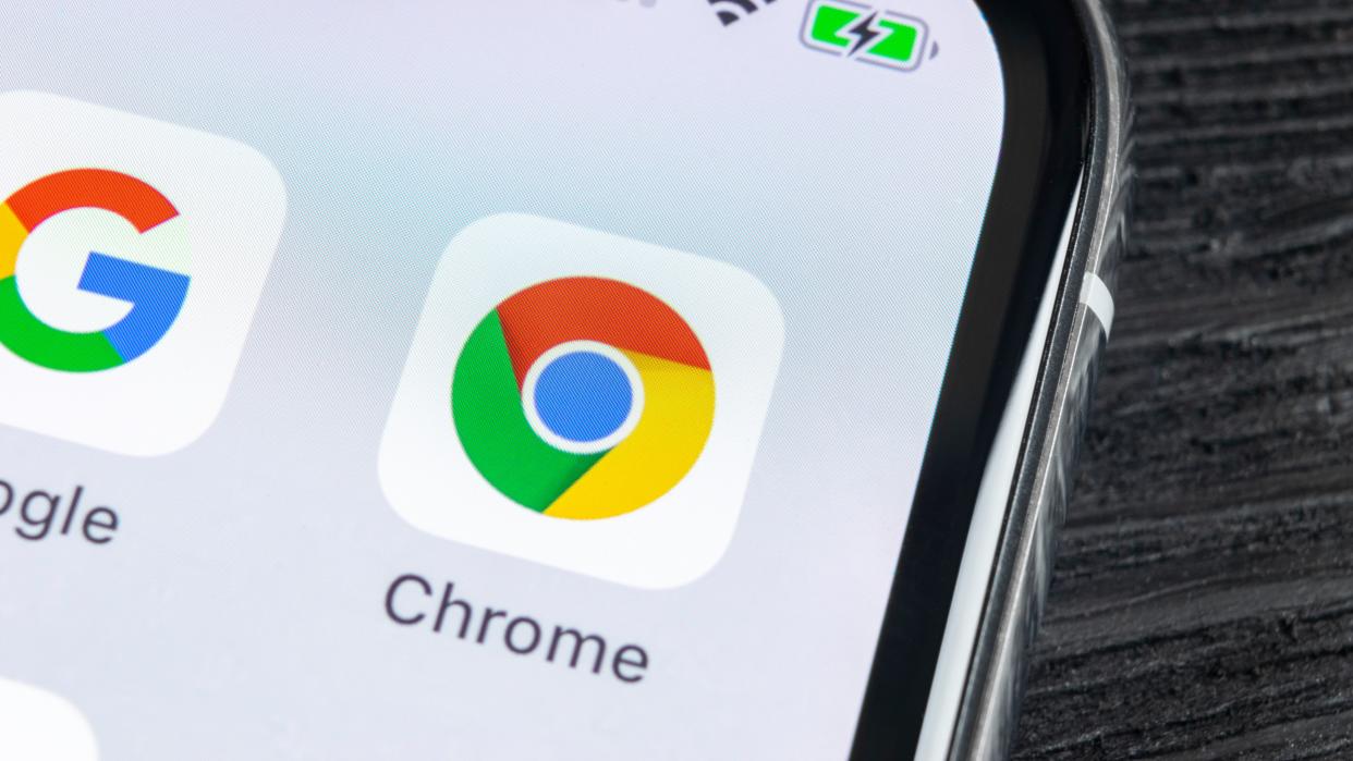  Google Chrome logo displayed on an iPhone X screen. 