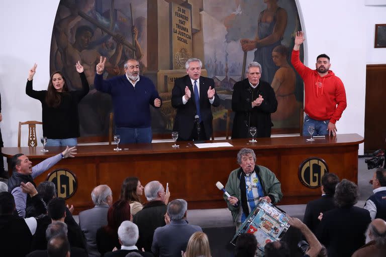 El Presidente Alberto Fernández en el acto de la CGT